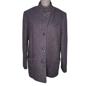 Vtg Forecaster Of Boston Coat Womens Large Purple Fortmann 100% Wool Welsh Tweed